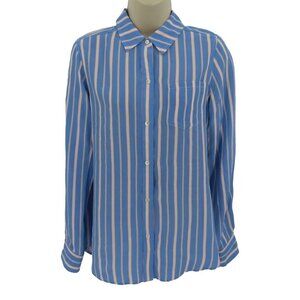 Rails Womens Small Kate New Haven Stripe Blue Pink Collared Button Front Shirt